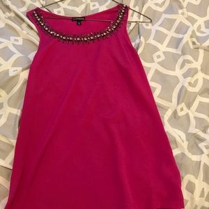 Express Pink Tank with jeweled neck XS